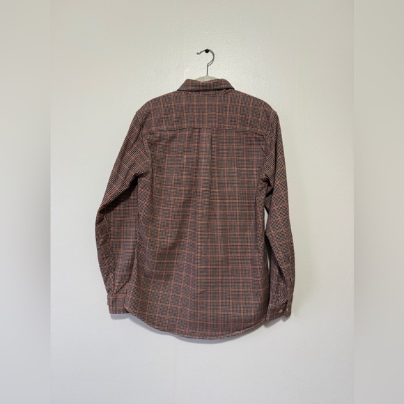 Eddie Bauer Mens Small Check‎ Flannel Long Sleeve Heavy Weight Work Shirt Brown - Picture 2 of 9